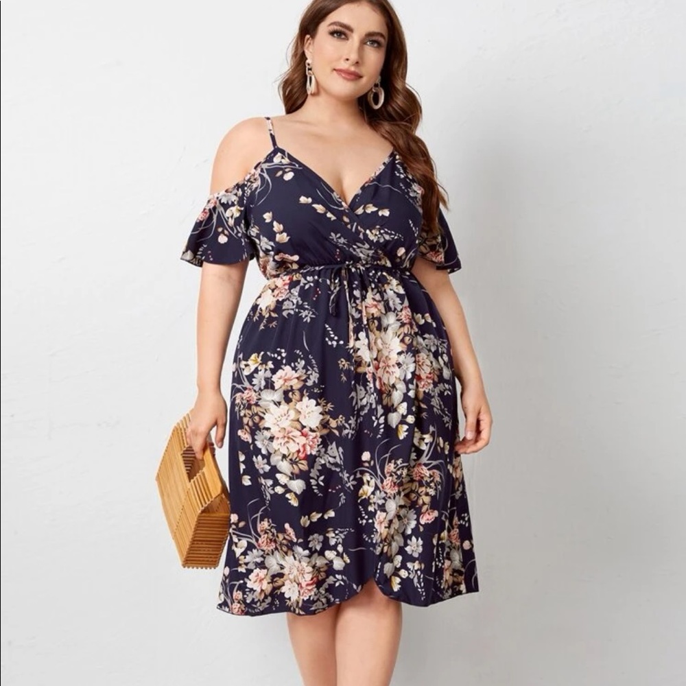 Floral Cold Shoulder Summer Dress Size 12